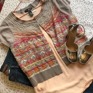 NWT INC Short Sleeved Beaded Cardigan Sz. …